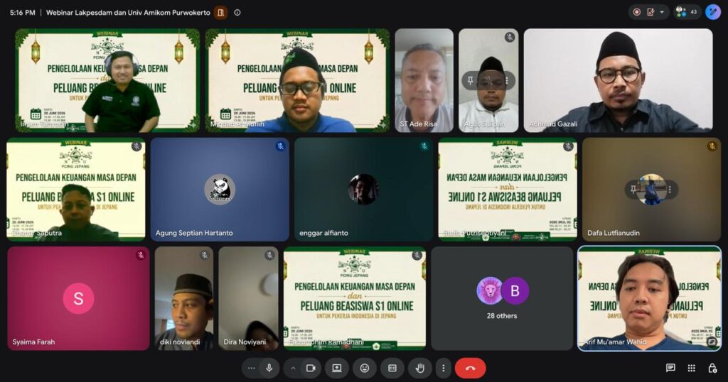 Lakpesdam PCINU Jepang Gelar Webinar Pengelolaan Keuangan dan Peluang Beasiswa S1 PJJ untuk Pekerja Indonesia di Jepang