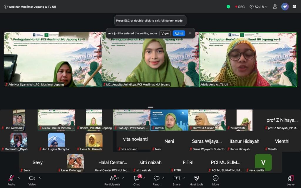 Harlah Ke-9, Muslimat NU Jepang Gelar Webinar Ketahanan Keluarga dan Dakwah Lingkungan Bersama UII